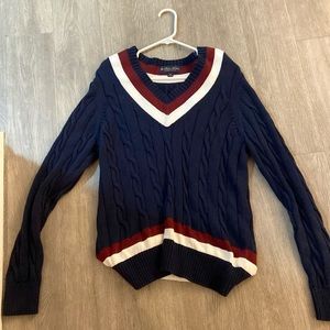 NWOT Navy brooks brothers sweater with maroon and white trim